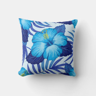 Coussin Plantes tropicaux hawaïens, motif hibiscus.