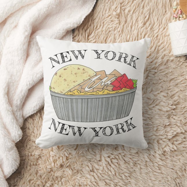 Coussin Plaque de poulet et de riz NYC Halal Panier Alimen (Couverture)