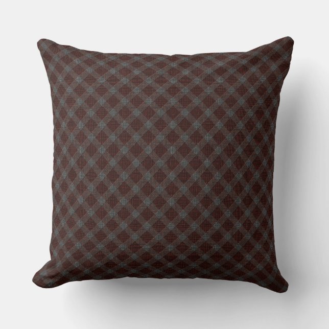 Coussin Plaque de tartan croisé de Marrom avec léger relie (Recto)