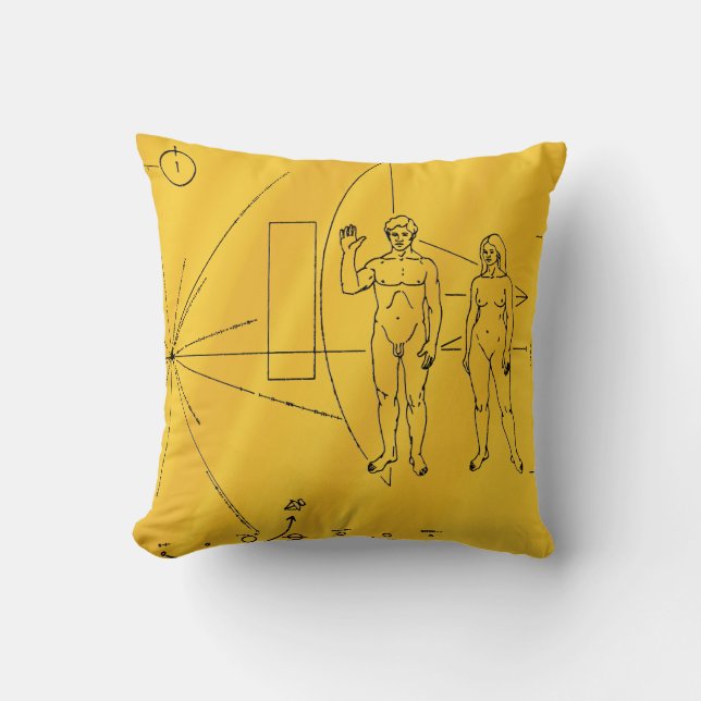 Coussin Plaque dorée de la sonde spatiale NASA Pioneer 10 (Recto)