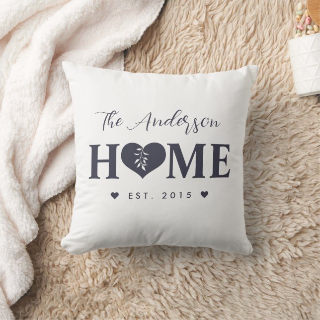 Coussin Plaque personnalisée gris foncé bleu foncé HOME  (Couverture)