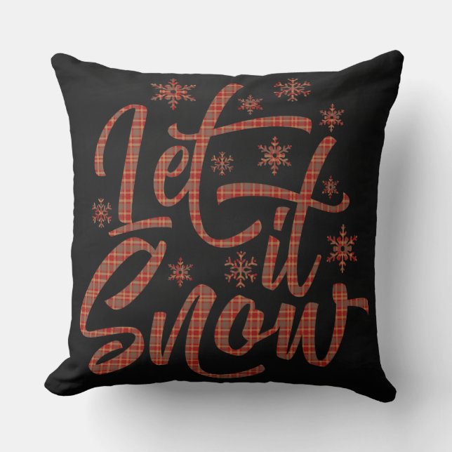 Coussin Plaque rouge sur plateau noir | Laisser neiger (Recto)