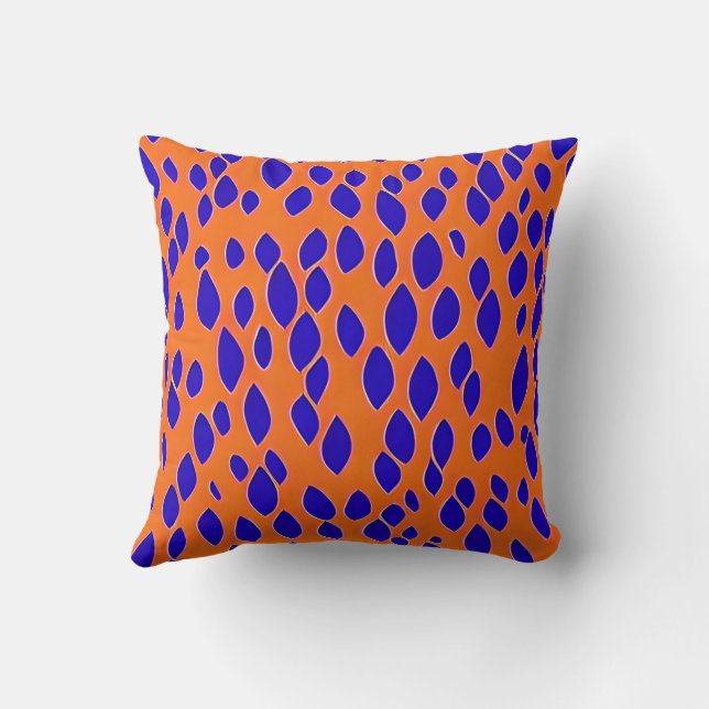 Coussin Plaques bleu foncé sur orange. (Verso)