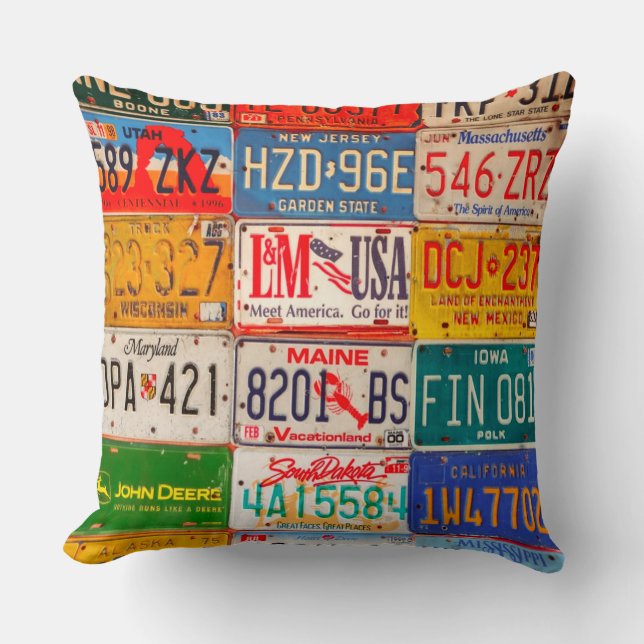 Coussin Plaques de licence américaines Art America (Recto)