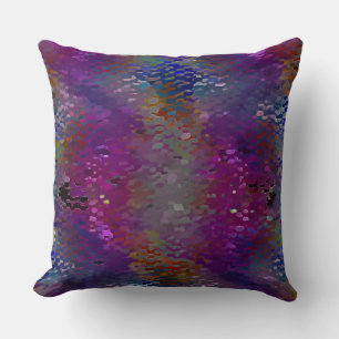 Coussin Plaques écaillées roses à colorées et faul mangée