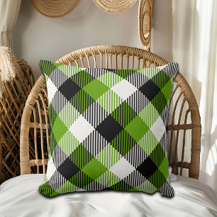 Coussin Plaques Tartan simples Vert néon