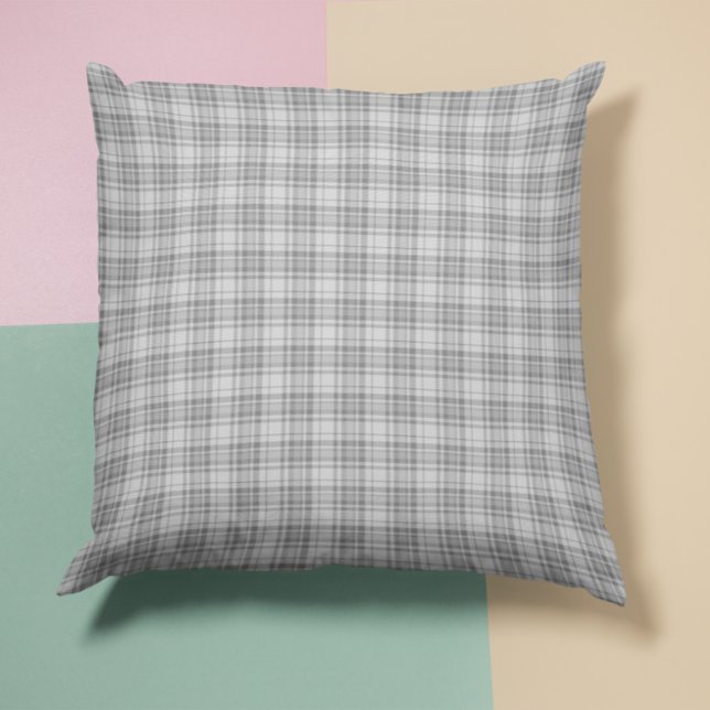 Coussin Plat gris (Gray Plaid Throw Pillow)