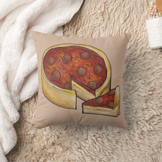 Coussin Plat profond Pepperoni Pizza Chicago Illinois IL F (Couverture)
