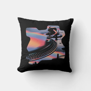 Coussin Platine Tourne-Disques de Style Glitch Moderne – C