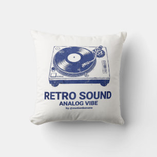 Coussin Platine Vinyle Rétro Vintage Tourne-Disques Analog