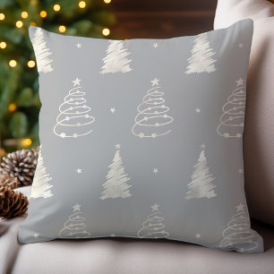 Coussin Platinum Grey Fancy Christmas Tree Motif de vacanc