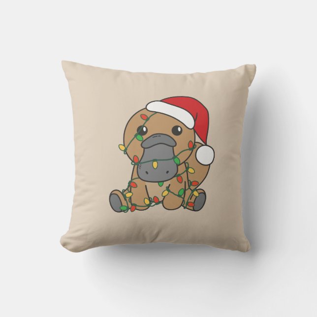 Coussin Platypus Noël Animaux d'hiver Vacances Platypus (Recto)