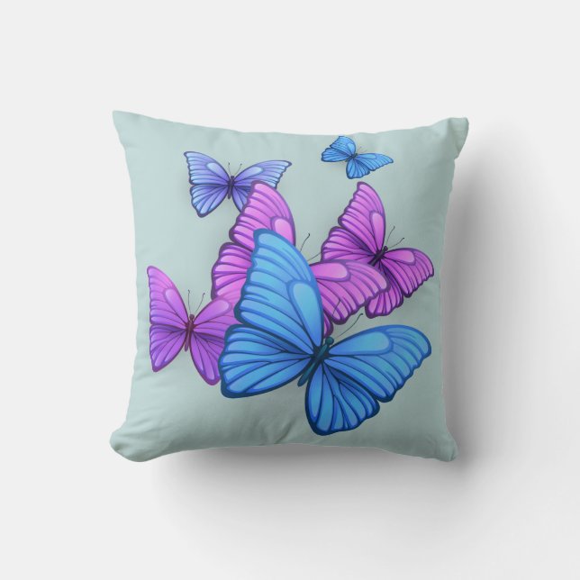 Coussin Playful Pink & Purple Butterflies Pillow (Recto)