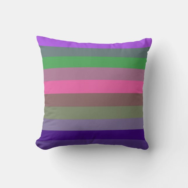 Coussin Playful Retro Pop Purple & Green Stripe Pattern (Recto)