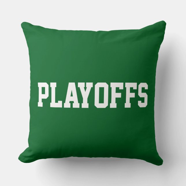 Coussin PLAYOFFS Texte Sportif Athlétique Sur Fond Vert Fo (Recto)