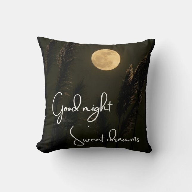 Coussin ​ Pleine lune Bonne Nuit Sweets Dreams Black Throw (Recto)