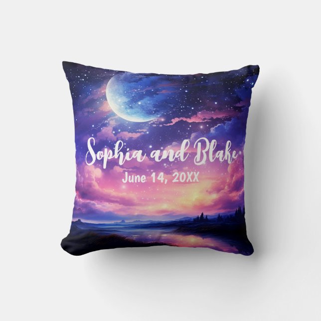 Coussin Pleine lune céleste étoiles nuages Mariage mystiqu (Recto)