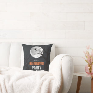 Coussin Pleine lune d'Halloween noire et orange