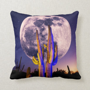 Coussin Pleine lune sur le Saguaro Cactus