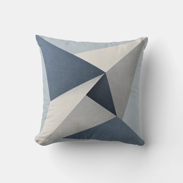 Coussin Pliage géométrique angulaire gris-bleu (Recto)