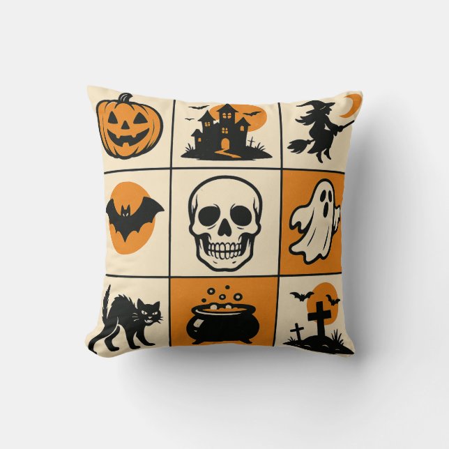 Coussin pliow Halloween avec diverses images (Recto)