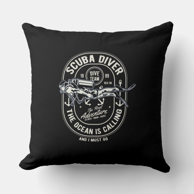 Coussin Plongeur Scuba L'Océan Appelle Doit Faire Cadeau (Recto)