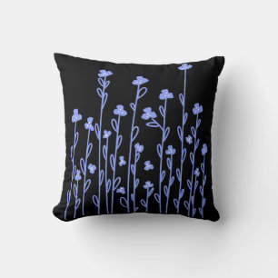 Coussin Plorale minimaliste bleu blanc doodé moderne