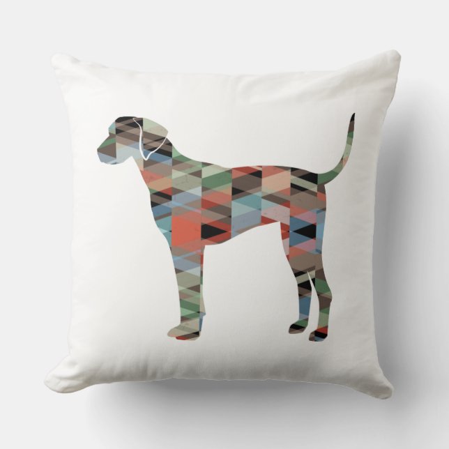 Coussin Plott Hound Geometric Pattern Silhouette Plaid (Recto)