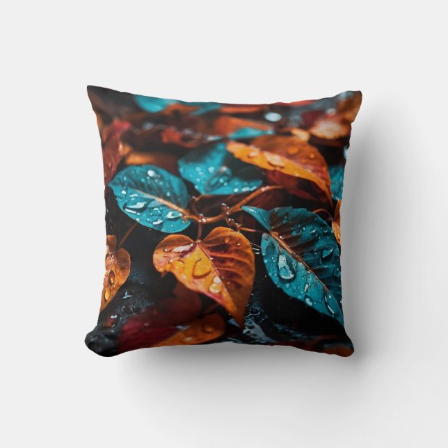 Coussin "Pluie d'automne : Feuilles d'automne vibrantes" (Recto)