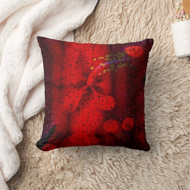 Coussin Pluie rouge pointillé (Couverture)