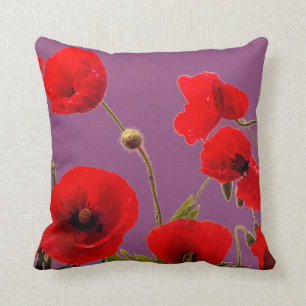 Coussin Plum de sucre Pink Pavot à feuilles rouges Pavot 