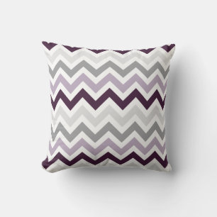 Coussin Plum Lavender Grey Chevron Zigzag Motif