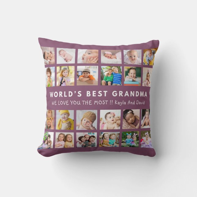 Coussin Plum Meilleure Grand-mère du Monde Petits-enfants  (Recto)