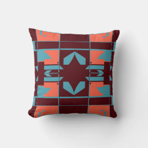 Coussin Plum orange turquoise Abstrait Motif de damier