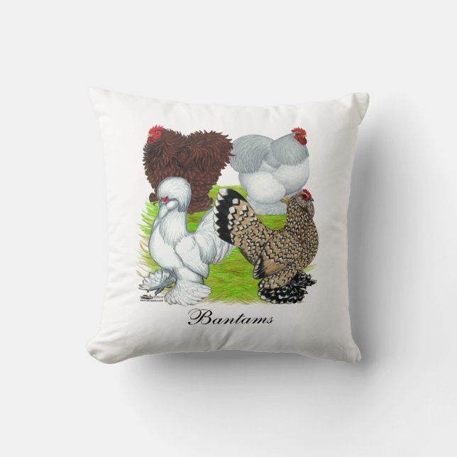 Coussin Plume de coqs nains à jambes (Recto)