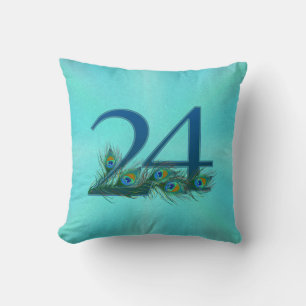 Coussin Plume de paon pour 24e anniversaire ou anniversair