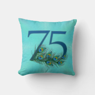Coussin Plume de paon pour 75e anniversaire de naissance o