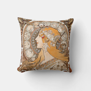 Coussin Plume Zodiac Woman par Alphonse Mucha - Art Nouvea