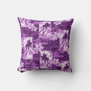 Coussin Plumeria hawaïen et palmier de l'île de Niihau