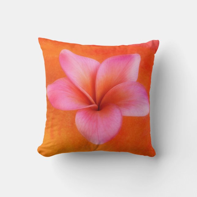 Coussin Plumeria violette rose Fleur Orange Arrière - plan (Recto)