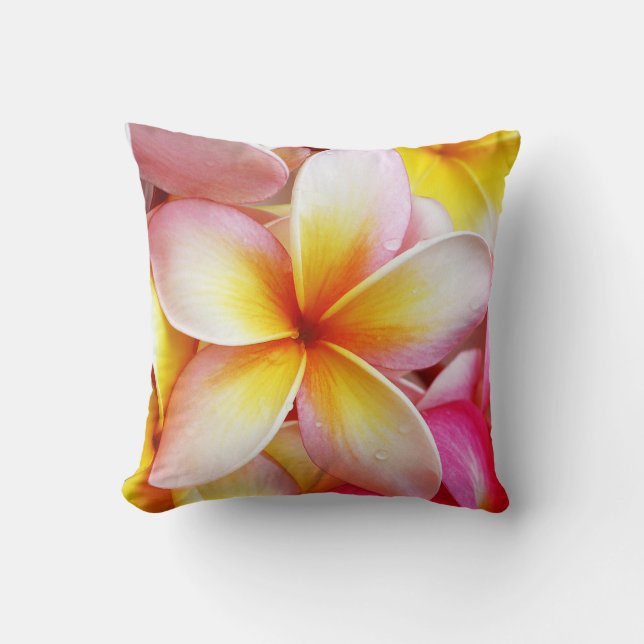 Coussin Plumeria violette rose Frangipani Fleurs (Recto)