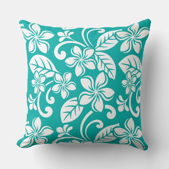 COUSSIN PLUMÉRIE DE L'ÎLE (TURQUOISE) (Recto)