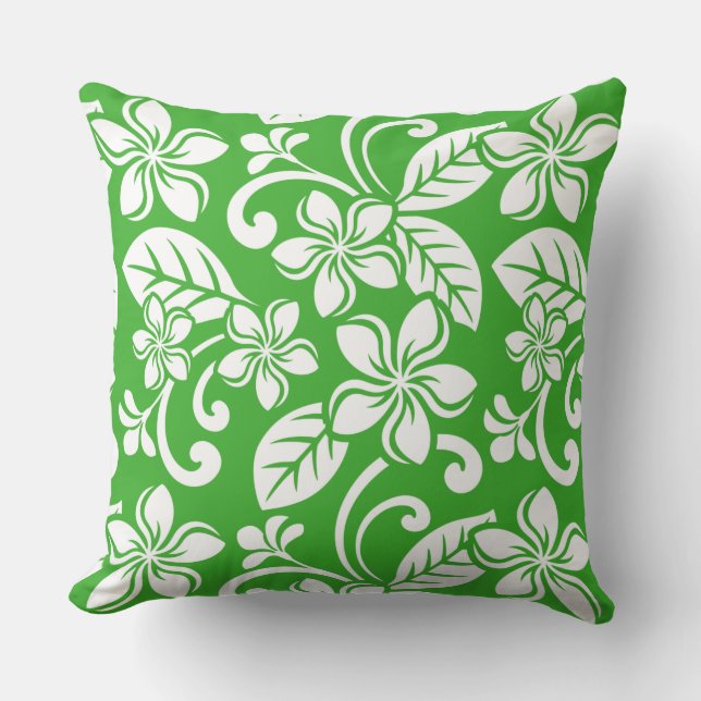 COUSSIN PLUMÉRIE DE L'ÎLE (VERT DE CITRUS) (Recto)