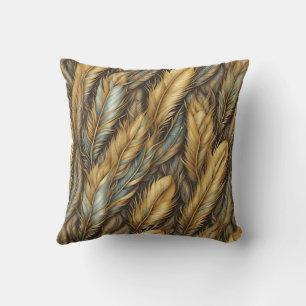 Coussin Plumes Art Argent Doré