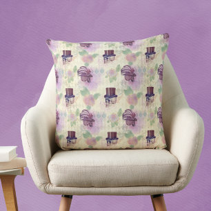 Coussin Plumes Casquettes Victorian Purple Steampunk Crâne