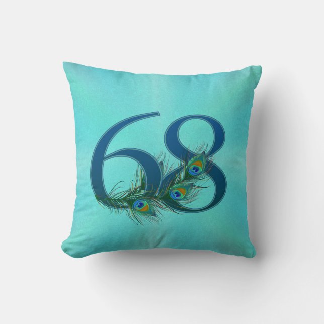 Coussin Plumes de Paon 68 Milestone d'Anniversaire de Nais (Recto)