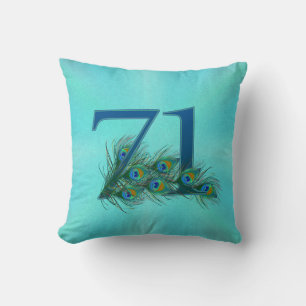 Coussin Plumes de Paon 71 Milestone d'Anniversaire de Nais