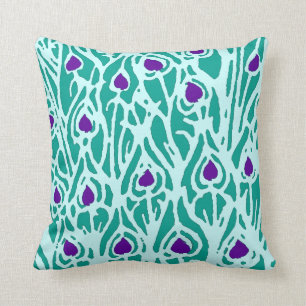 Coussin Plumes de paon Abstraites Lancer l'oreiller