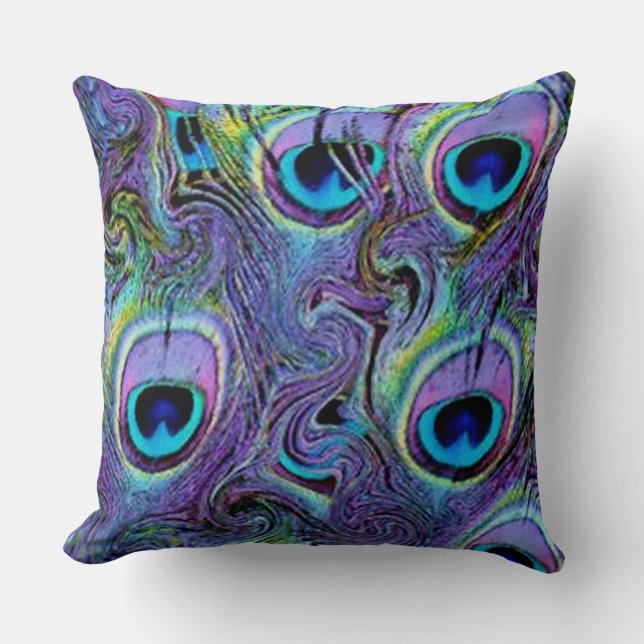 Coussin Plumes de paon Abstraites Lancer l'oreiller (Recto)