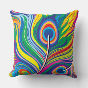 Coussin Plumes de paon Art Abstrait